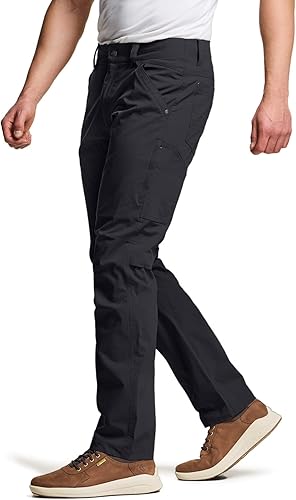 CQR - Pantalones de trabajo elásticos con ventilación para hombre, pantalones tipo cargo, informales, ligeros, de secado rápido, resistentes al