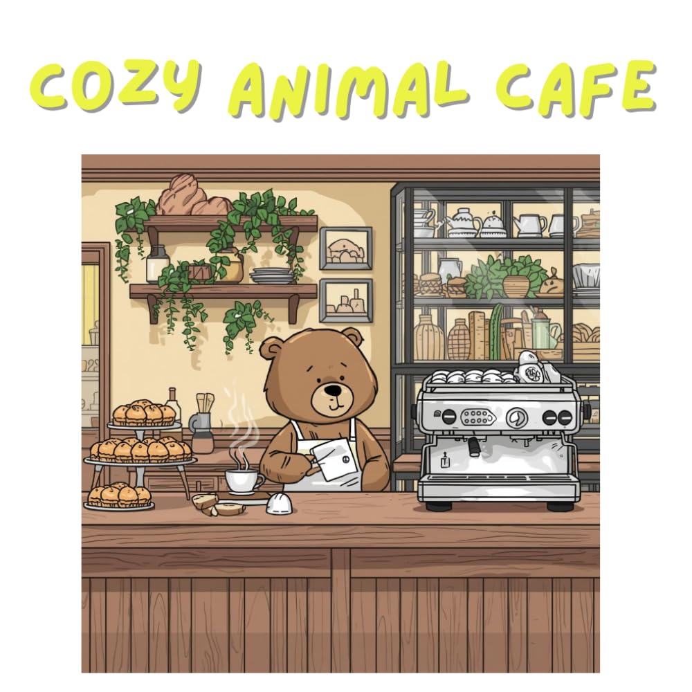 Cozy Animal Cafe: Cute and Relaxing Coloring Book