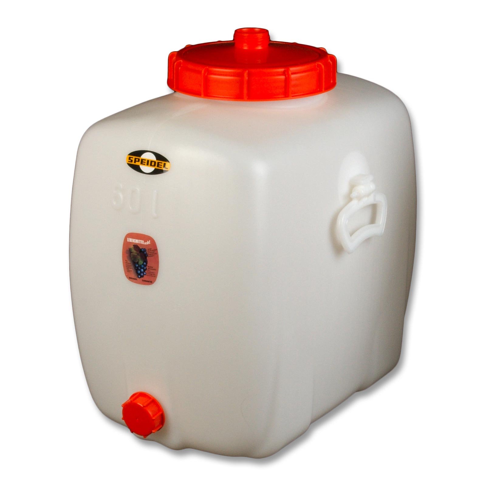 Speidel Most- und Gärfass Kübel (60L oval) für Fruchtsäfte Wein Glühwein Cider Wasser Getränke | Lebensmittelecht | inkl. Hahn, Gärspund, Deckel