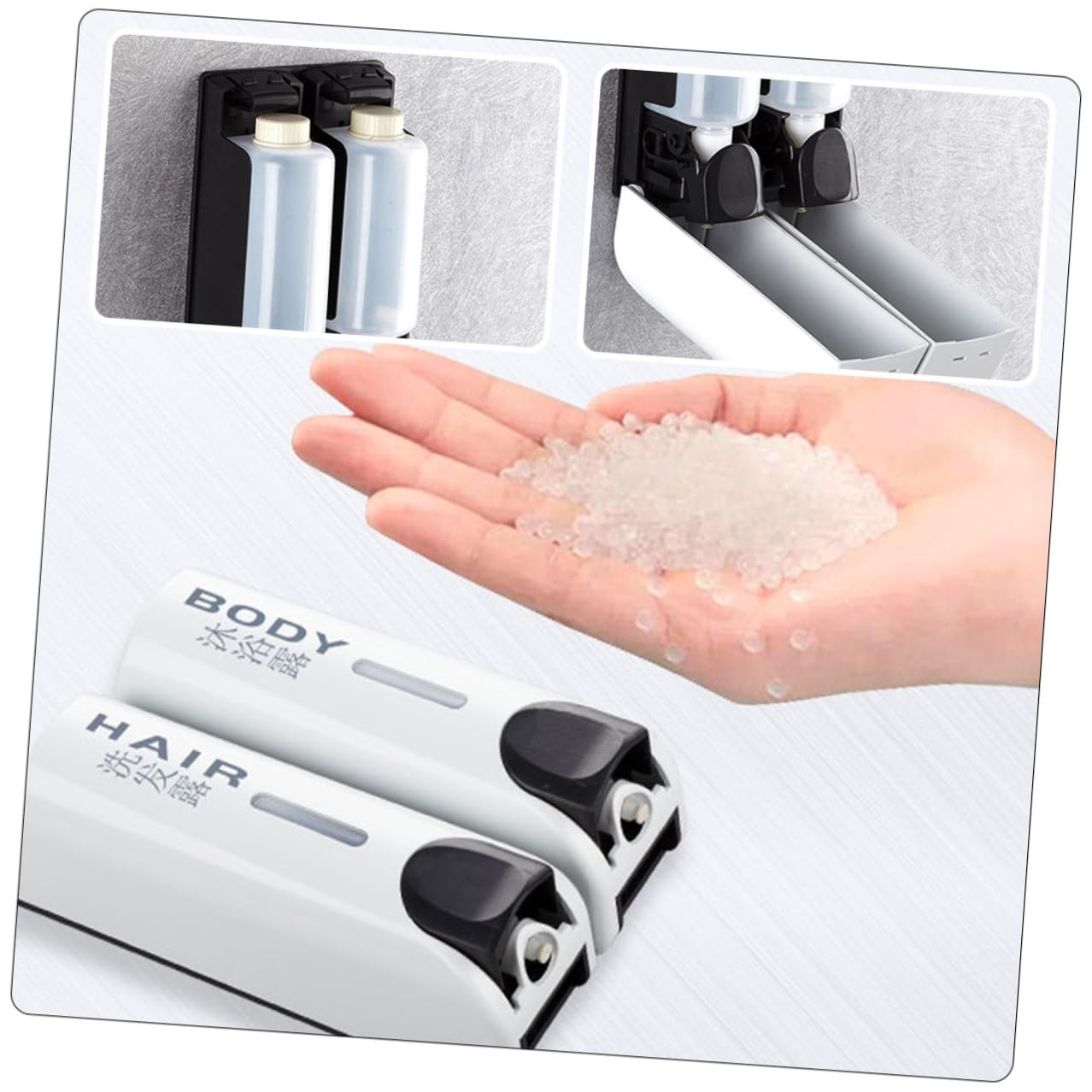 Baluue Dispensador de Champú y Gel de Ducha para Pared, Diseño Ligero de Plástico Blanco, Dosificador de Jabón Líquido Adecuado para Baño y Hotel