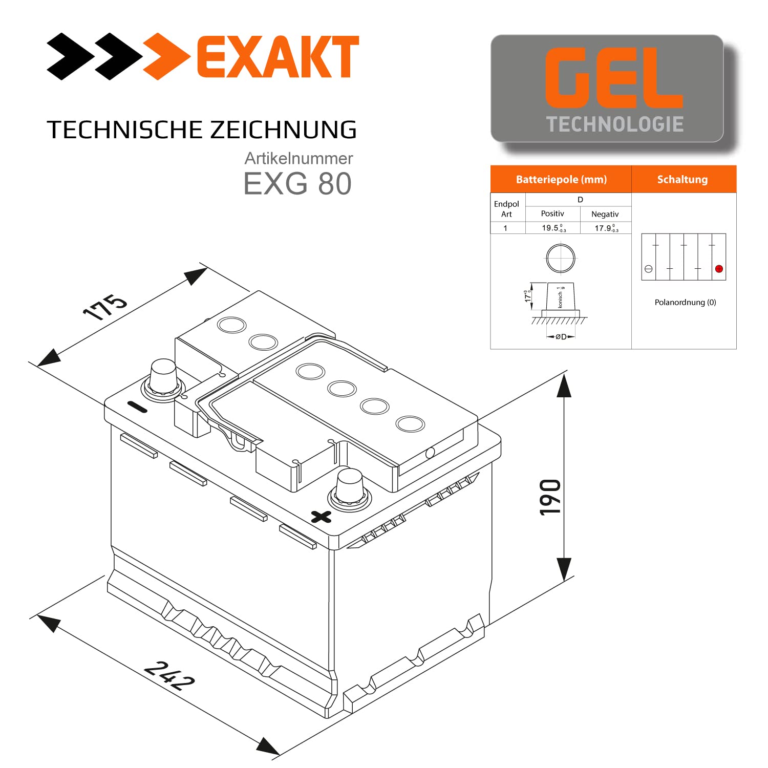 GEL Batterie 80Ah 12V Solarbatterie Wohnmobil Boot Solar Akku ersetzt 70Ah