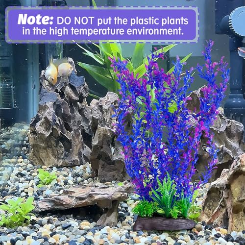 Image of Hamiledyi Aquarium Plastic Plants Aquarium Decor Artificial Fish Tank Plants,Tall Fish Tank Decorations, Extra Large Aquarium Plant 20.4-inch Tall,2PCS