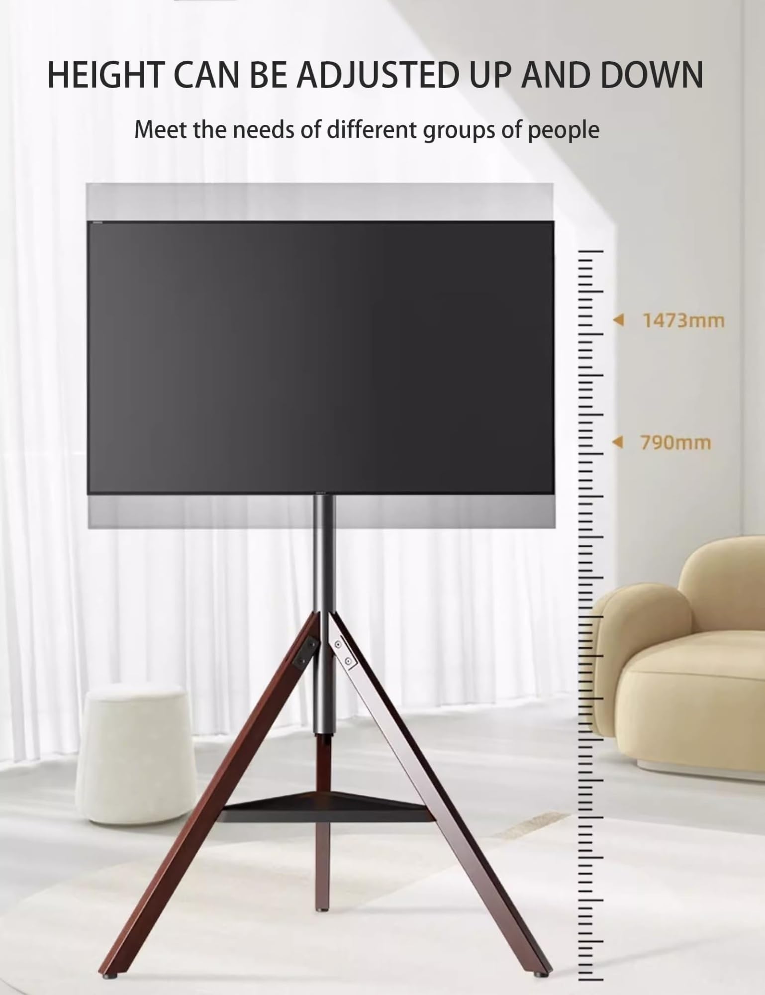LCD-TV-Rahmen-Bodenständer - Tragbarer TV-Bodenständer, TV-Stativständer Für 32-75 Zoll Flache/Gebogene TV-Bildschirme