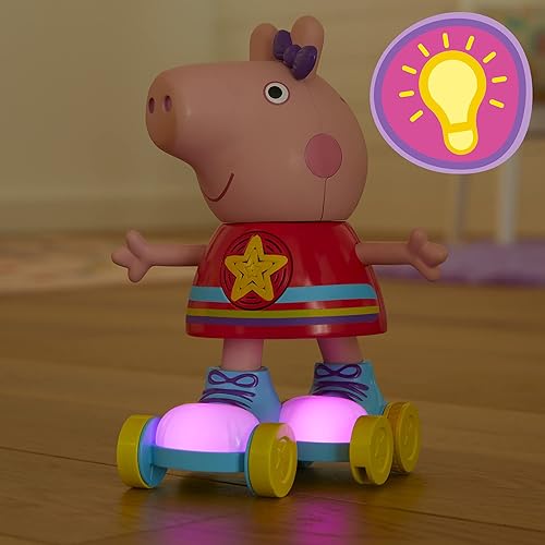Miniatura 9 de Peppa Pig Disco Peppa - Muñeca de patinaje sobre ruedas, acción pull-and-go, figuras de 11 pulgadas, juguetes preescolares para niñas y niños de 3