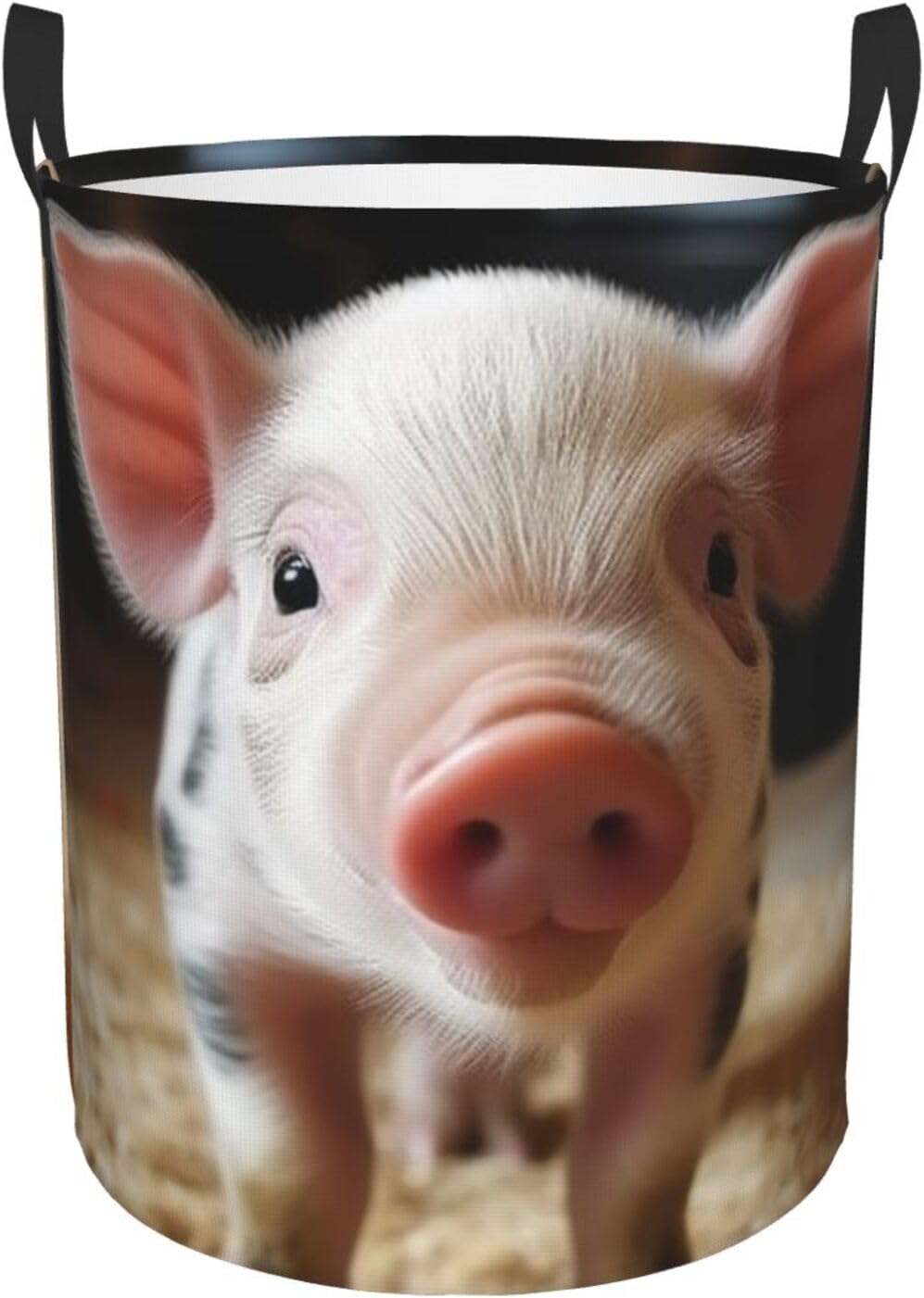 Smiling Laundry Basket With Handles, Foldable Laundry Hamper Oxford Cloth Dirty Clothes Basket Waterproof Clothes Toys Storage Bin Organizer for Bedroom Bathroom Dorm