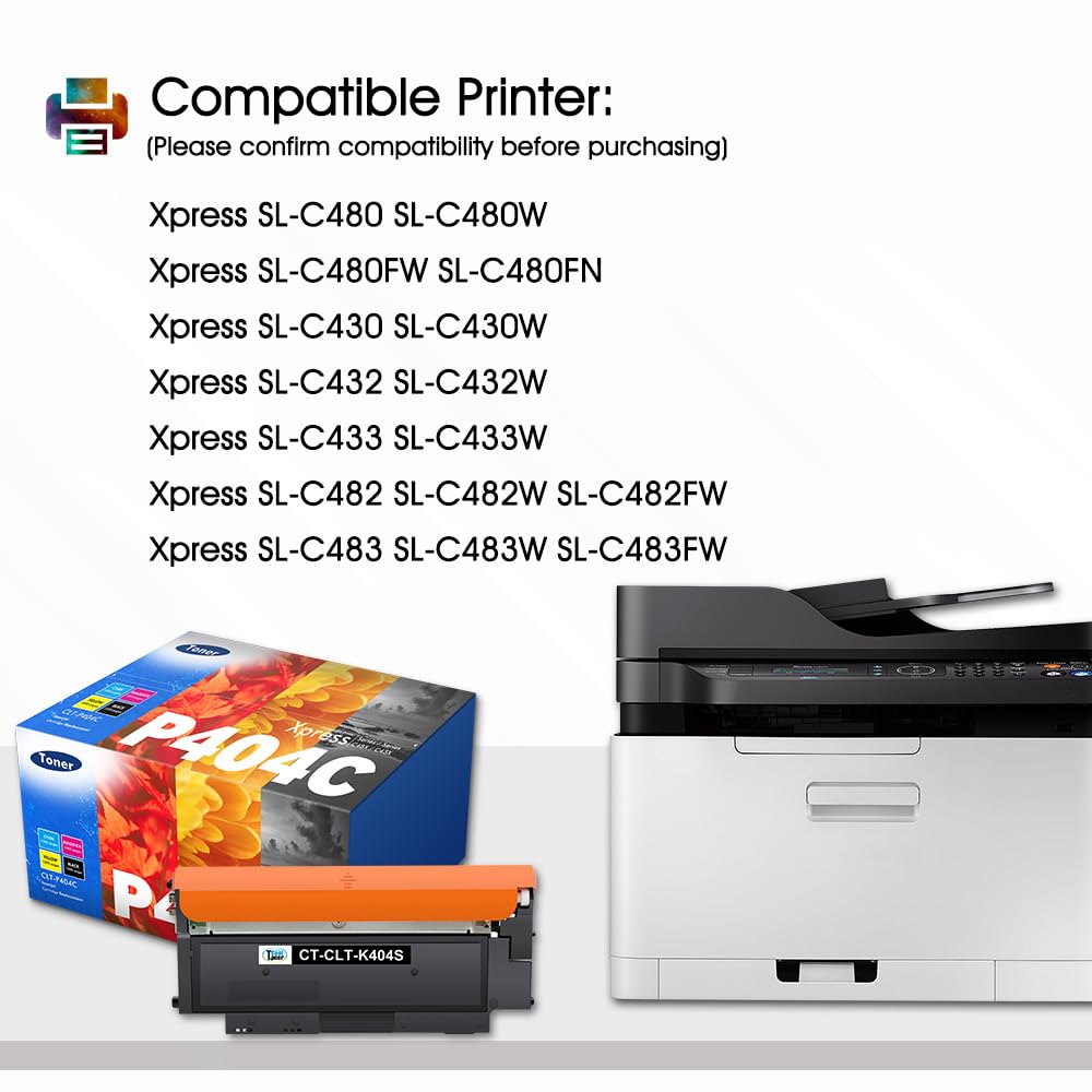 CLT-P404C Multipack Toner für Samsung C480W Xpress SL C480FW C430W C48X C480 C430 C480FN C43X Series (Schwarz Cyan Gelb Magenta) 4er-Pack