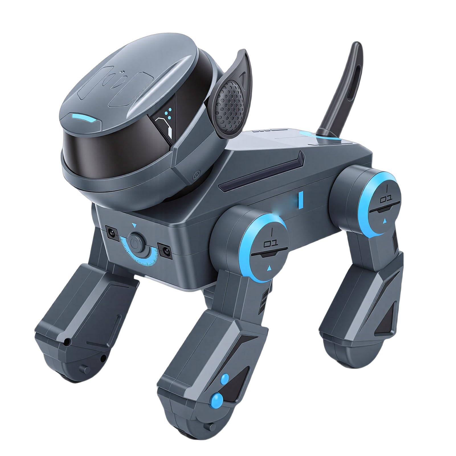 RiToEasysports Perro Robot Control Remoto con Música, Robot Interactivo Recargable para Niños, con Luces LED, Altavoz Bluetooth y Acciones Programables, para Mascotas Electrónicas
