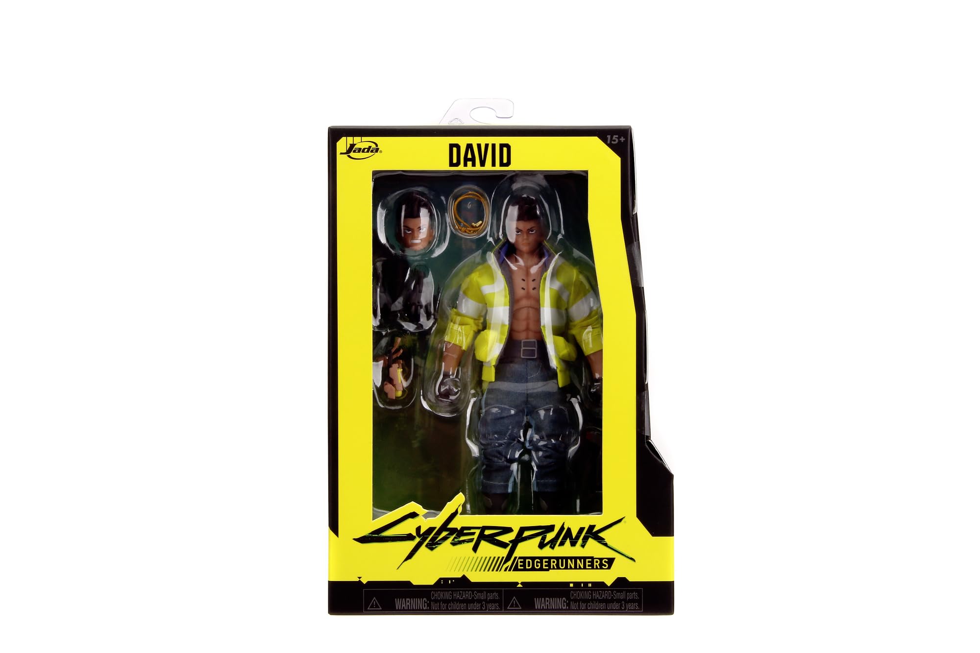 Jada Toys Cyberpunk Edgerunners - Figura de David (17 cm), Coleccionable y de acción con Cabeza, Manos y Accesorios alternativos, para Fans y coleccionistas a Partir de 15 años