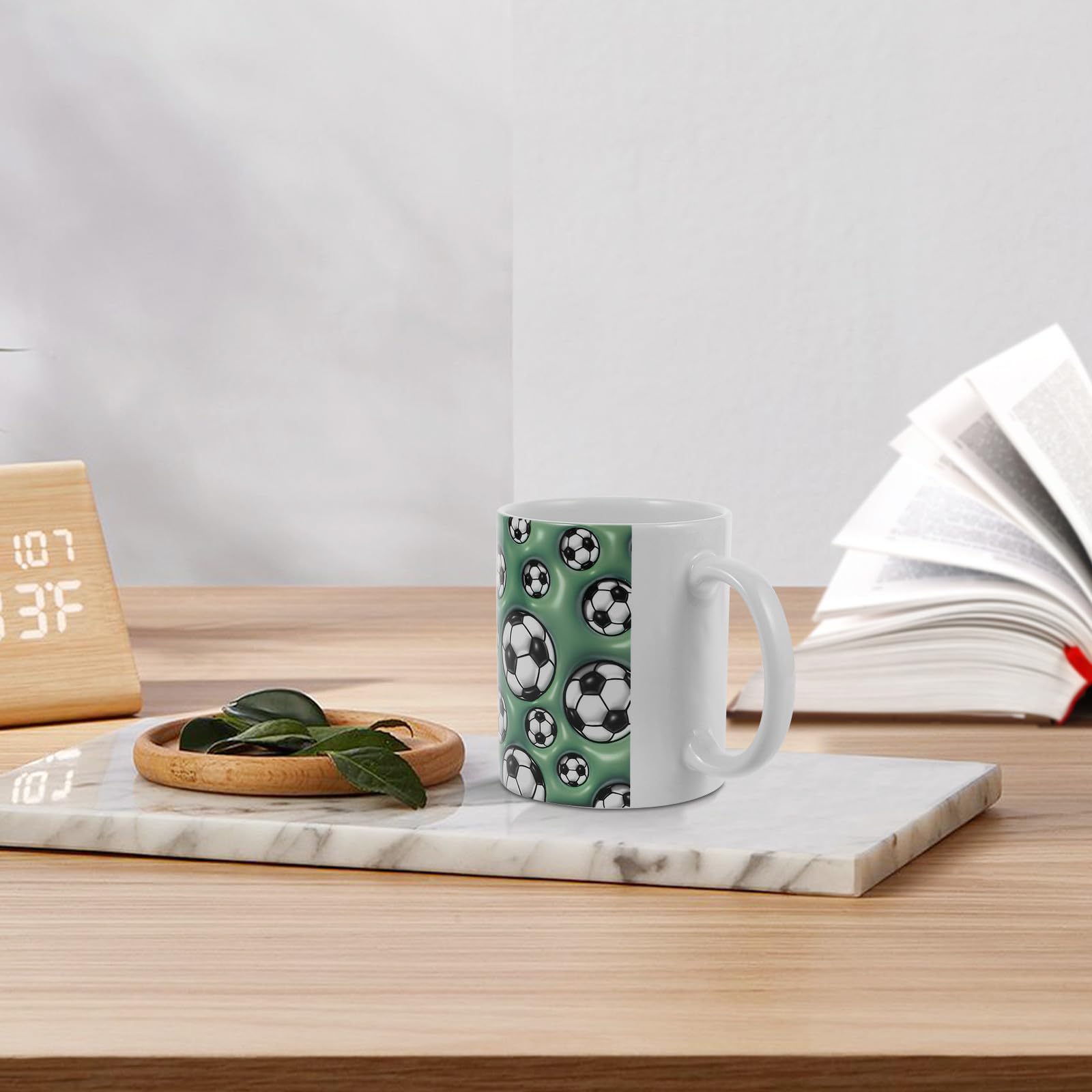 STOBAZA 5 Pezzi Tazza da Caffè in Ceramica Tema Calcio per Appassionati