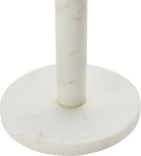 Vista 3 de Bloomingville Modern Marble Paper Towel Holder with Brass Accent Band, White Blanco