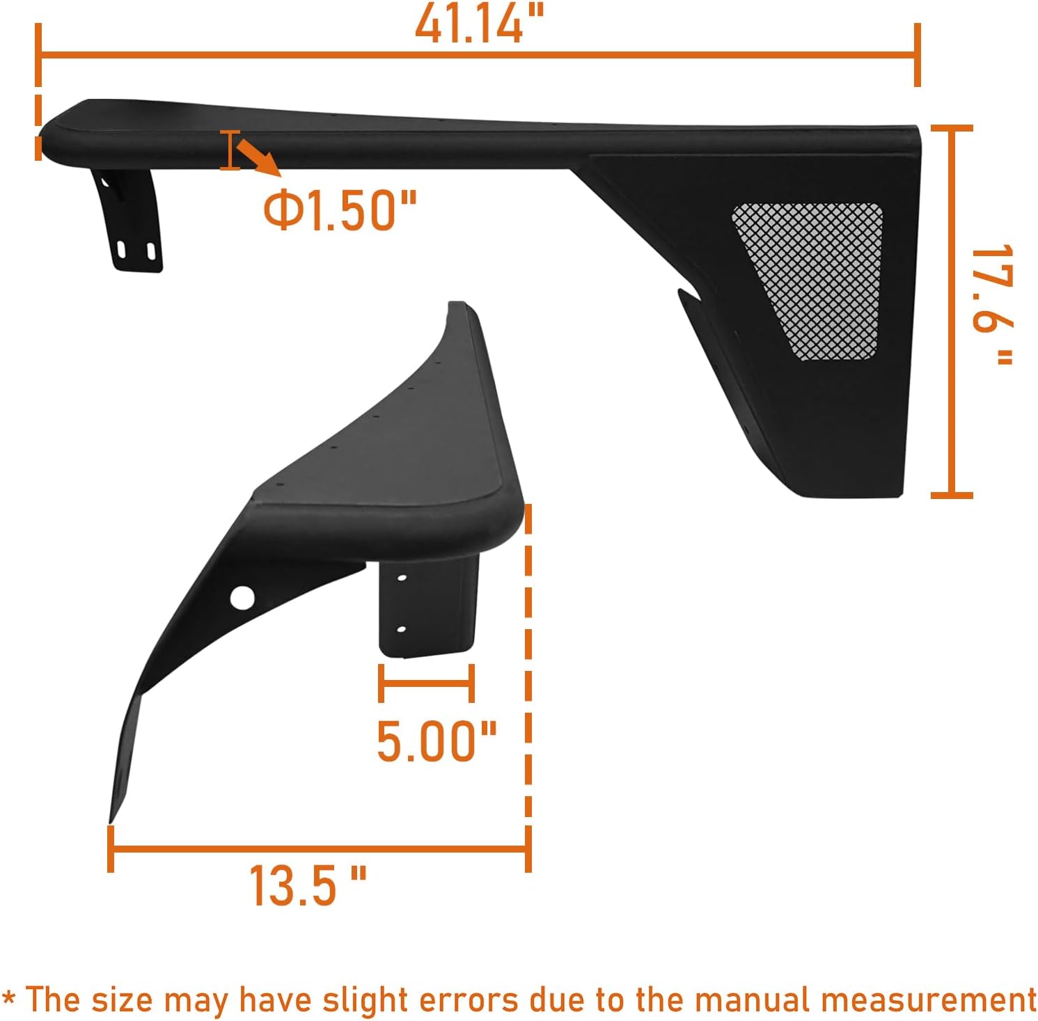 Hooke Road Wrangler YJ Fender Flares Tubular Steel Front & Rear Kit for Jeep Wrangler YJ 1987 1988 1989 1990 1991 1992 1993 1994 1995