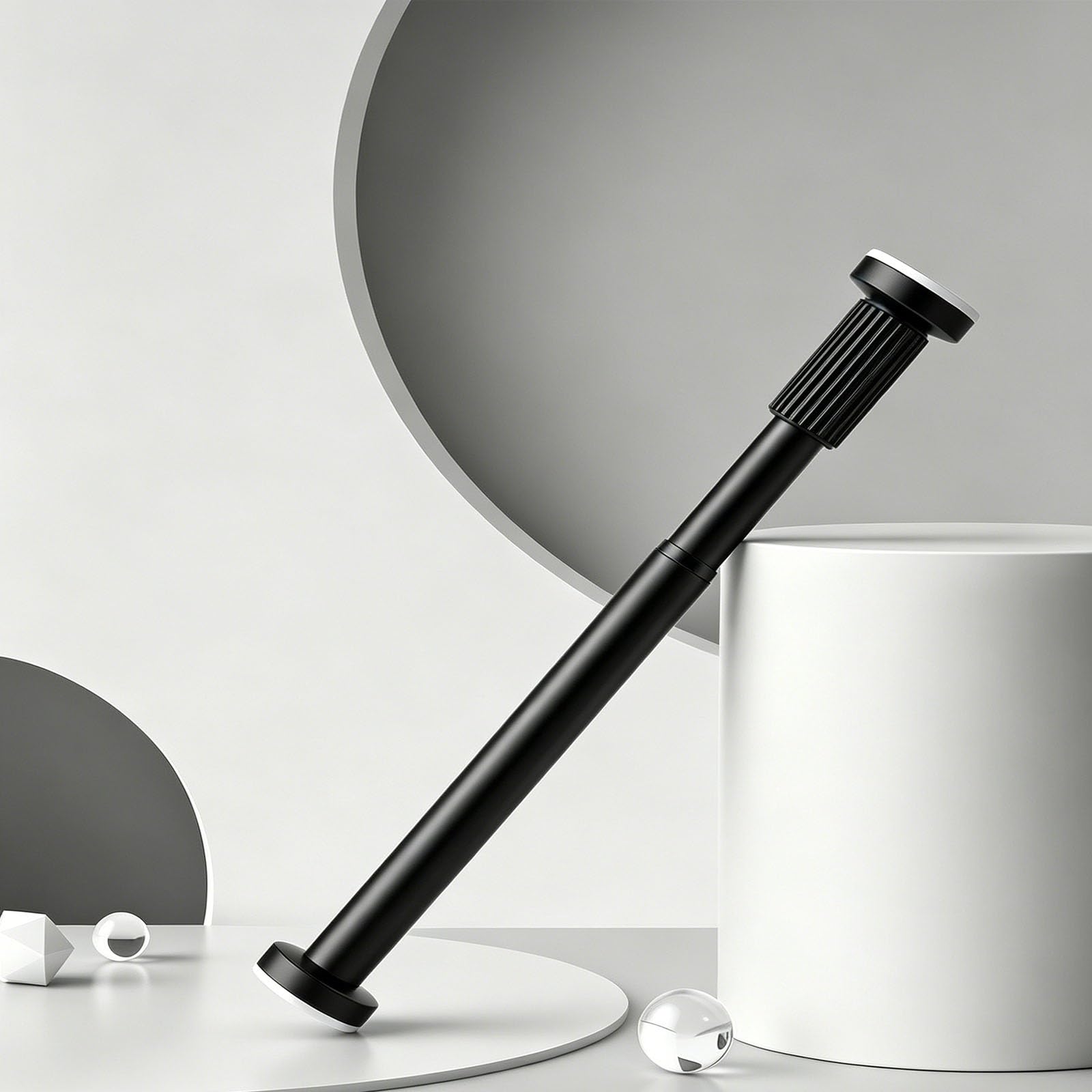 No Drill Curtain Rod, Adjustable Closet Rod, Strong Load-Bearing Capacity, Won't Fall Off, Suitable for Wardrobes, Restrooms, Bathrooms, and Kitchens(Black,210-300cm/82.7-118.1in)