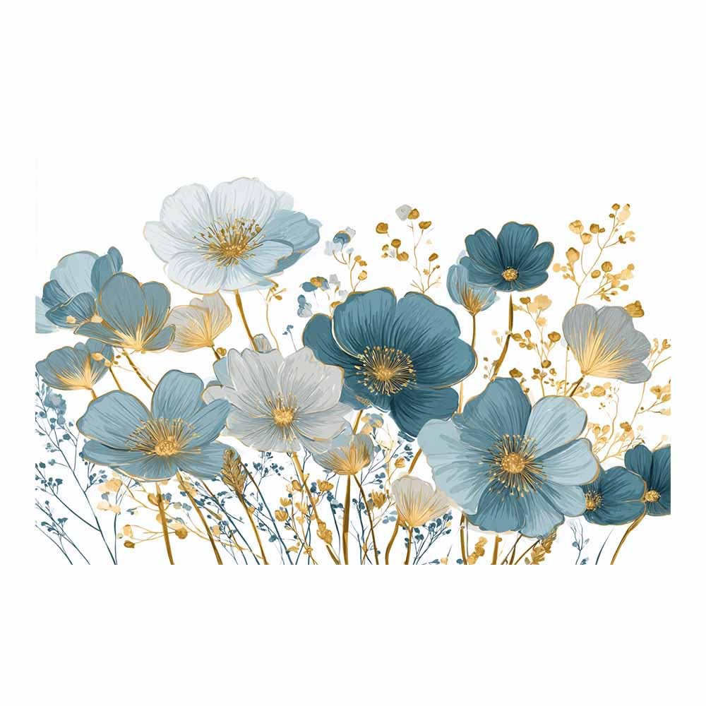 ZAMAEIU Landscape Pictures For Wall Dense Cluster of Petals art prints and posters, Suitable for Living Room Bedroom Decor apartment Wall Decoration(blue)-60x90cm Unframed