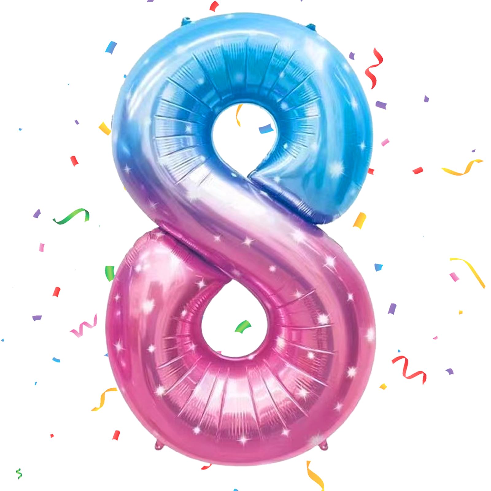Number 8 Balloons Blue Giant, 40inch Large 8 Balloon Helium Balloons,Self Inflating Foil Nmber Balloon 8 Balloons for 8th Birthday Decorations Boys Girls Birthday Anniversary Decorations โ image 1