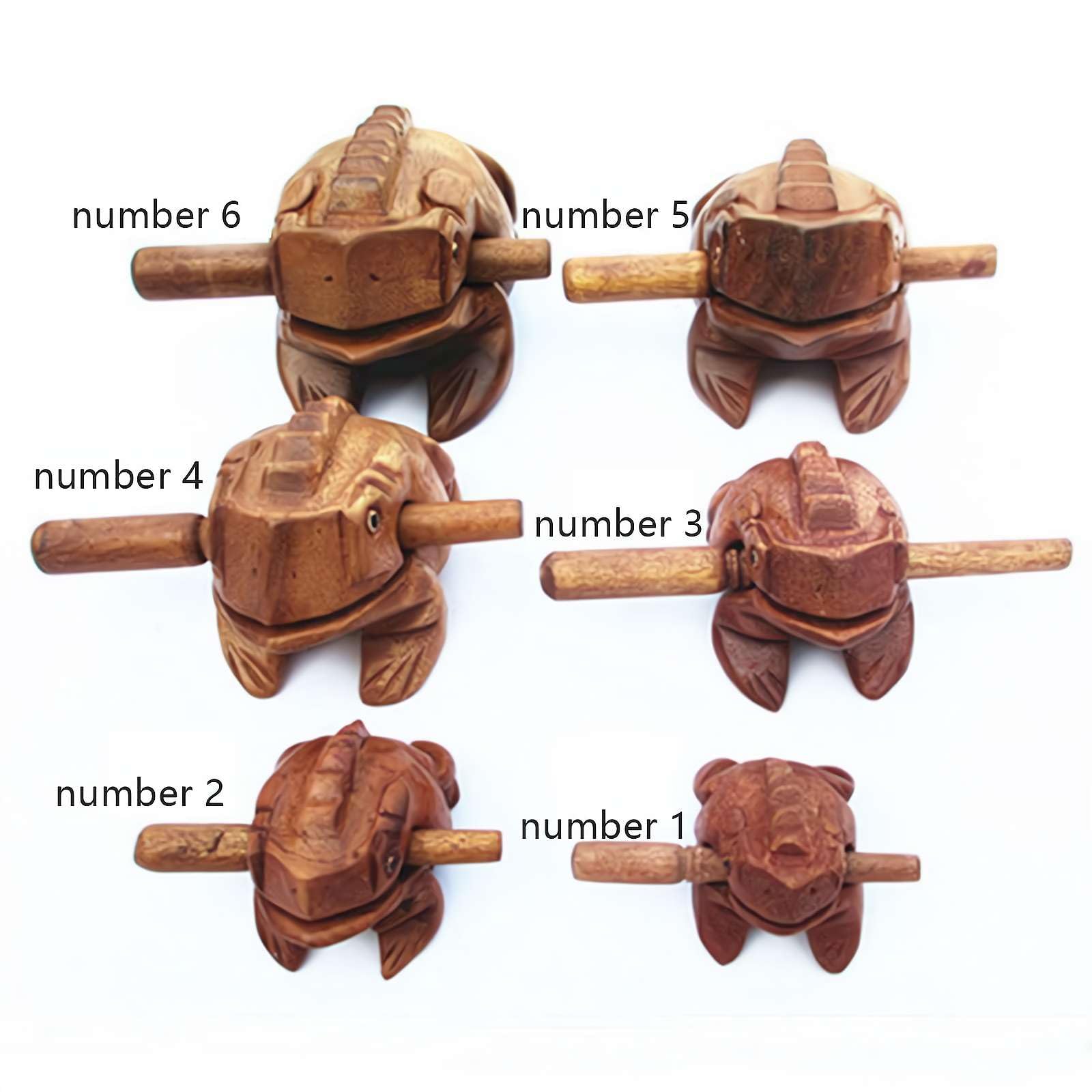 Guiro In Legno A Forma Di Rana - Set Da 3 Strumenti Musicali Per Percussioni (5,8,10 Cm)
