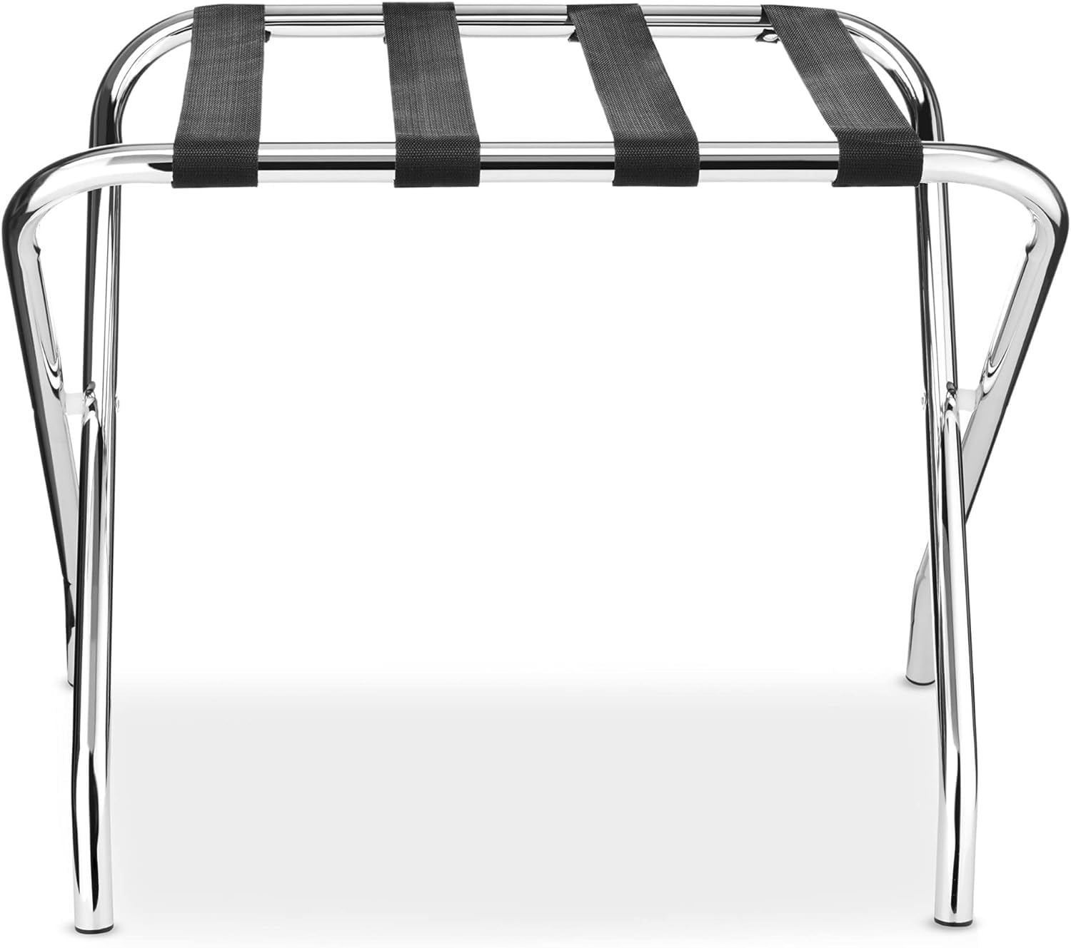 Portaequipajes Plegable de Metal para habitación de Invitados, Resistente Soporte para Maletas con Correas de Nailon, para Uso en hoteles y hogares, Acabado Plateado, solución de almacenamie