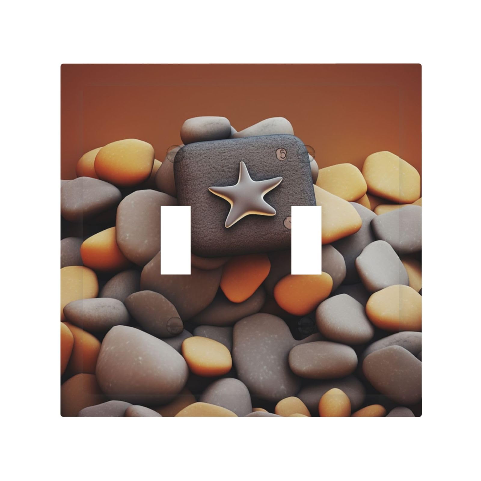 2-Gang Light Switch Cover Pebble Wall Plate for Electrical Outlets Double Decorator Wall Plates 4.9" x 5" Mid-size Receptacle Outlet Covers Blank Faceplate Cover