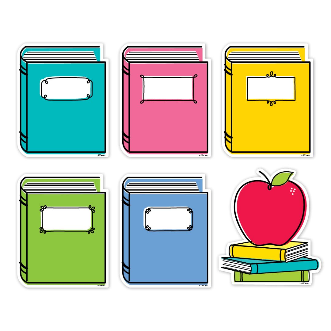 CTP Core Decor Doodle Books 6" Designer Cut-Outs Top Classroom Decorating Accents (Creative Teaching Press 10930)