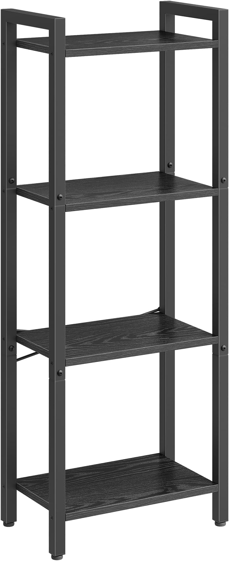 VASAGLE 4-Tier Bookshelf, Bookcase, Shelving Unit, for Office, Study, Living Room, Bedroom, 24 x 40 x 107 cm, Industrial, Ebony Black and Ink Black LLS099B56