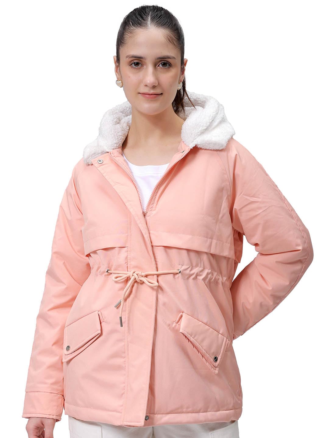 freehand by The Indian Garage Co Women Regular Fit Solid Parka Jacket-picture-28