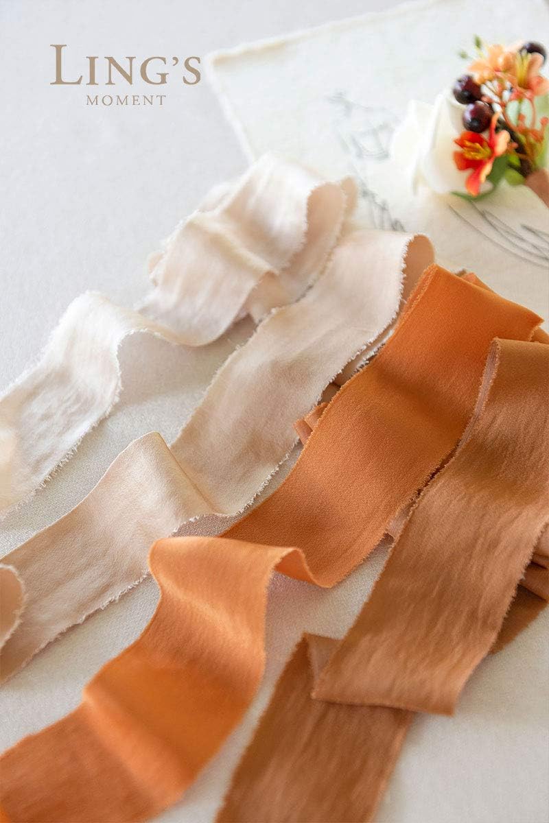Ling's moment Handmade Fringe Chiffon Silk-Like Ribbon Smooth Ribbon Ombre Colors Chart, Cozy Terracotta : Everything Else