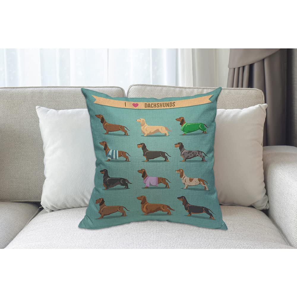 Federa Per Cuscino 45x45 Cm Con Simpatico Cane Bassotto – Morbida In Lino Per Divano E Letto