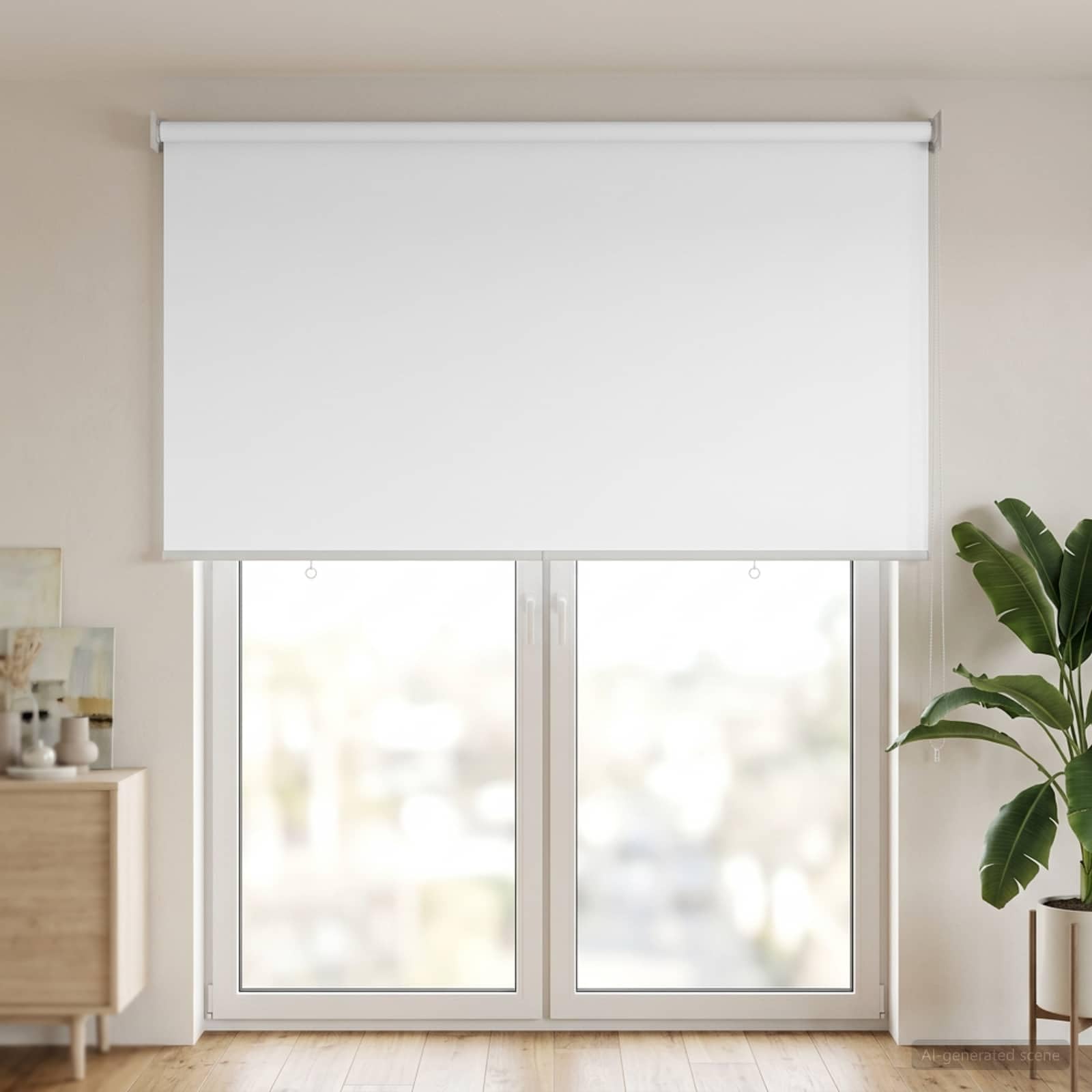 Tenda avvolgibile in poliestere, bianco | Montaggio a parete o a soffitto, controllo termico, privacy, resistente ai raggi UV, per soggiorno o serra