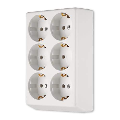 REV Steckdosenleiste, Mehrfachsteckdose ohne Kabel 6fach, max. 3500W, weiß