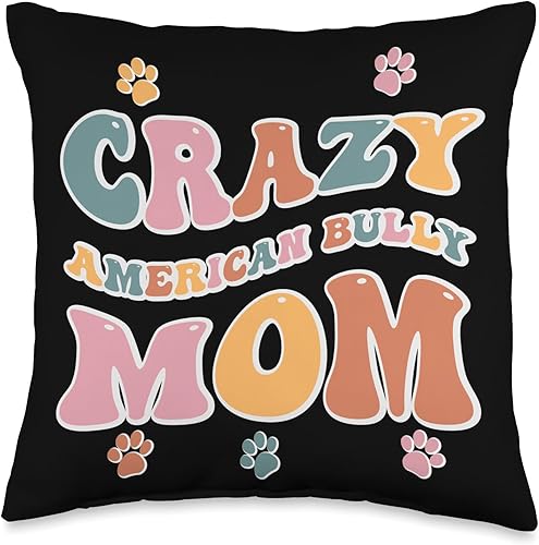 Miniatura 1 de Crazy American Bully Mom Design for Dog Lovers Throw Pillow, 16x16, Multicolor
