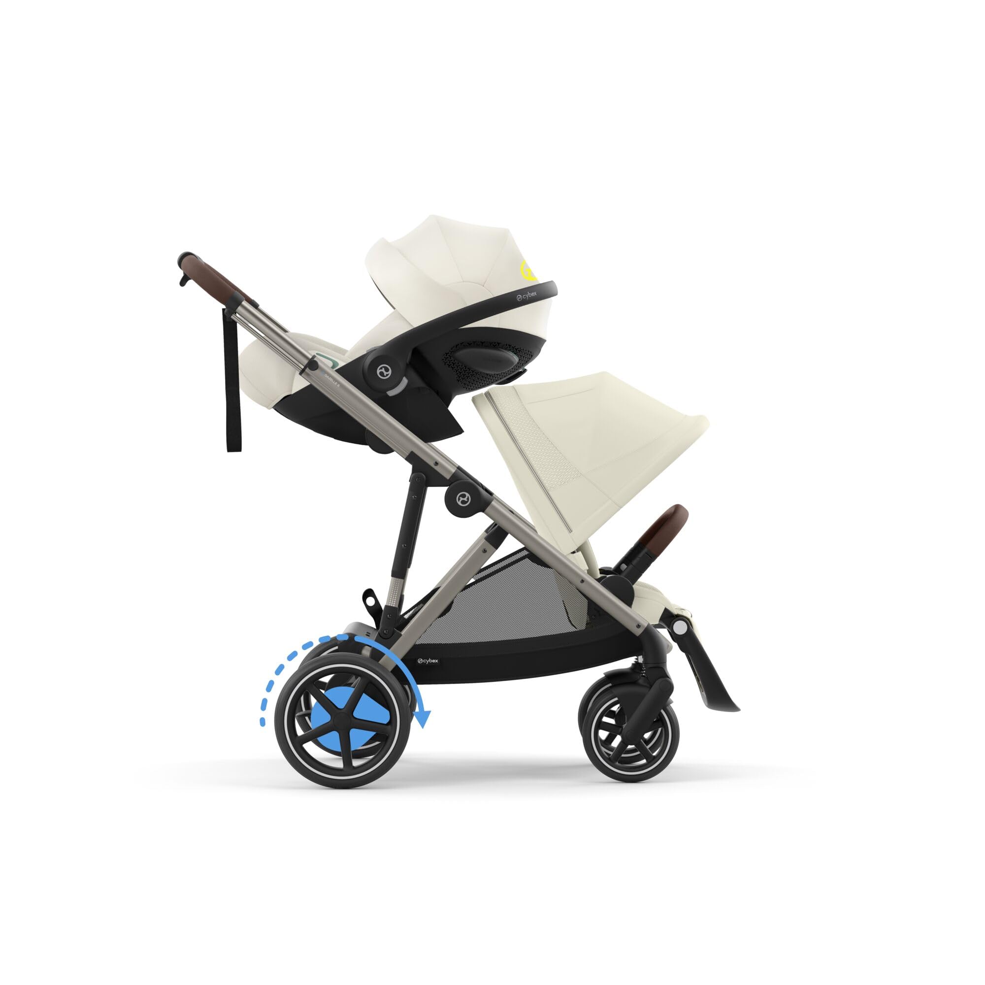 CYBEX Poussette Gold e-GAZELLE S, de la naissance à 4 ans, max. 22 kg, système tout-en-1 avec propulsion électrique, Beige coquillage