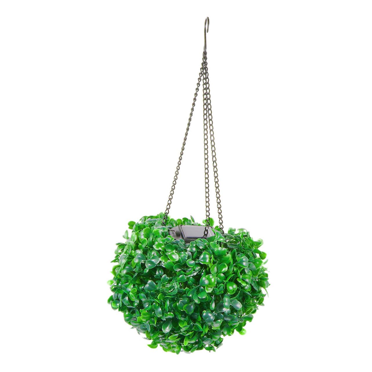 Amosfun Solar Hängelampe für Garten Künstliche Buchsbaumkugel mit LED Beleuchtung Grün mit Hängekette Kunststoff und Eisen