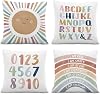 Kids Playroom Decor,Boho Sun Alphabet Throw Pillow Covers,Kids Reading Nook Decor Pillowcase for Classroom Playroom Nursery,18x18 Inch Pillowcase Set of 4