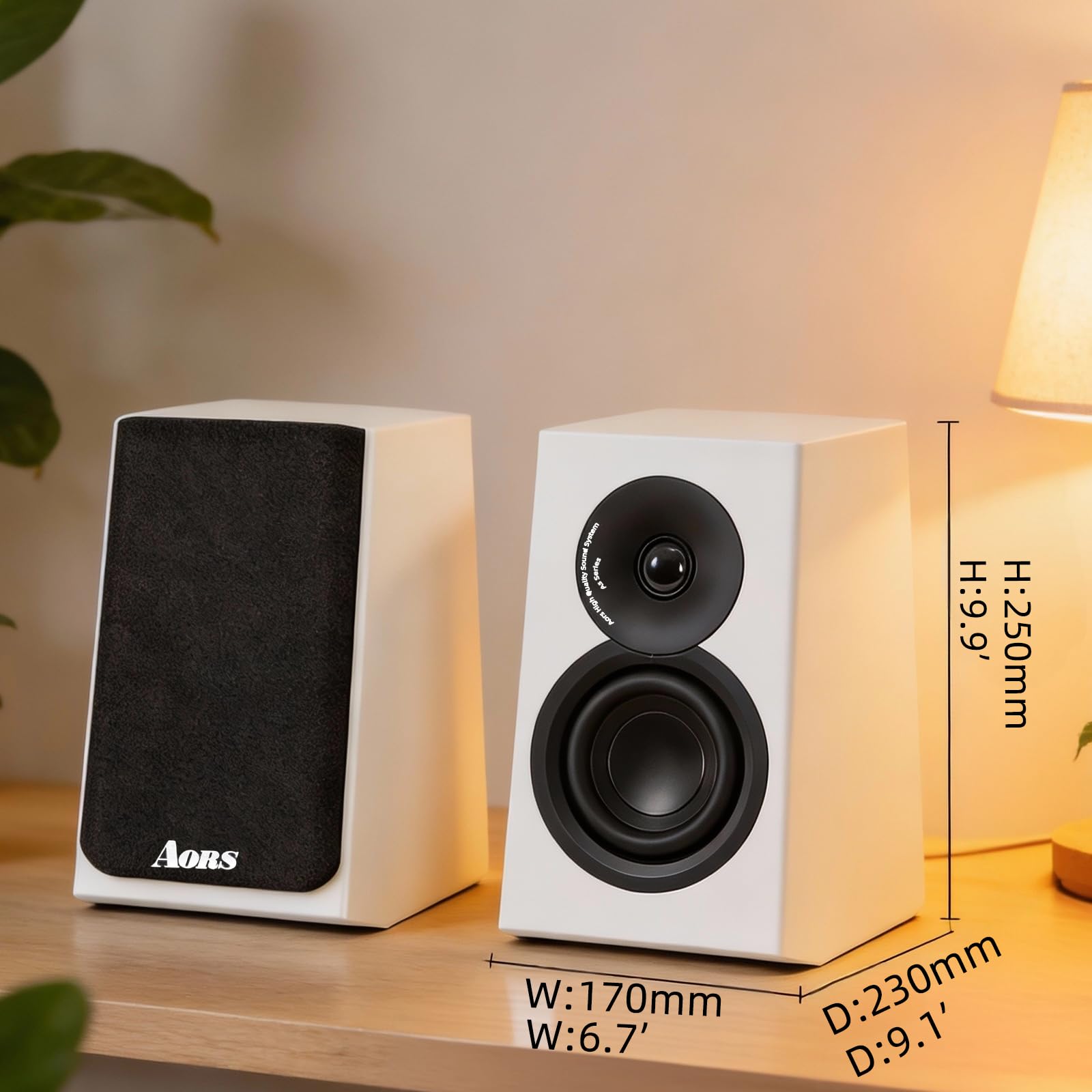 AS-42 Aktywne głośniki półkowe Bluetooth – monitor studyjny z wejściami optycznymi i RCA, głośnik niskotonowy 10.2 cm + jedwabny głośnik wysokotonowy 25 mm, dźwięk 80 W RMS HiFi, nowoczesne
