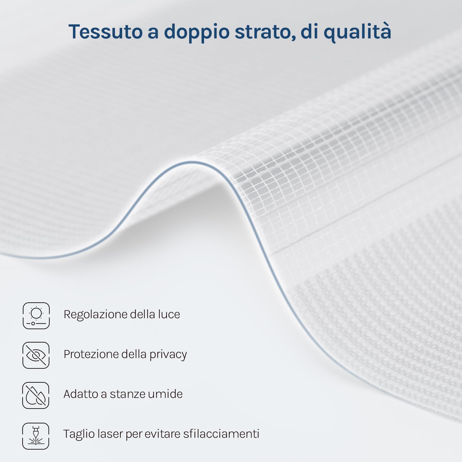 WOLTU Tenda a Rullo Giorno e Notte senza Foratura, Preassemblata, Tenda Oscurante e Filtrante, Doppio Strato per Finestra e Porta, 55x120 cm [Larghezza Tessuto: 51 cm], Bianco