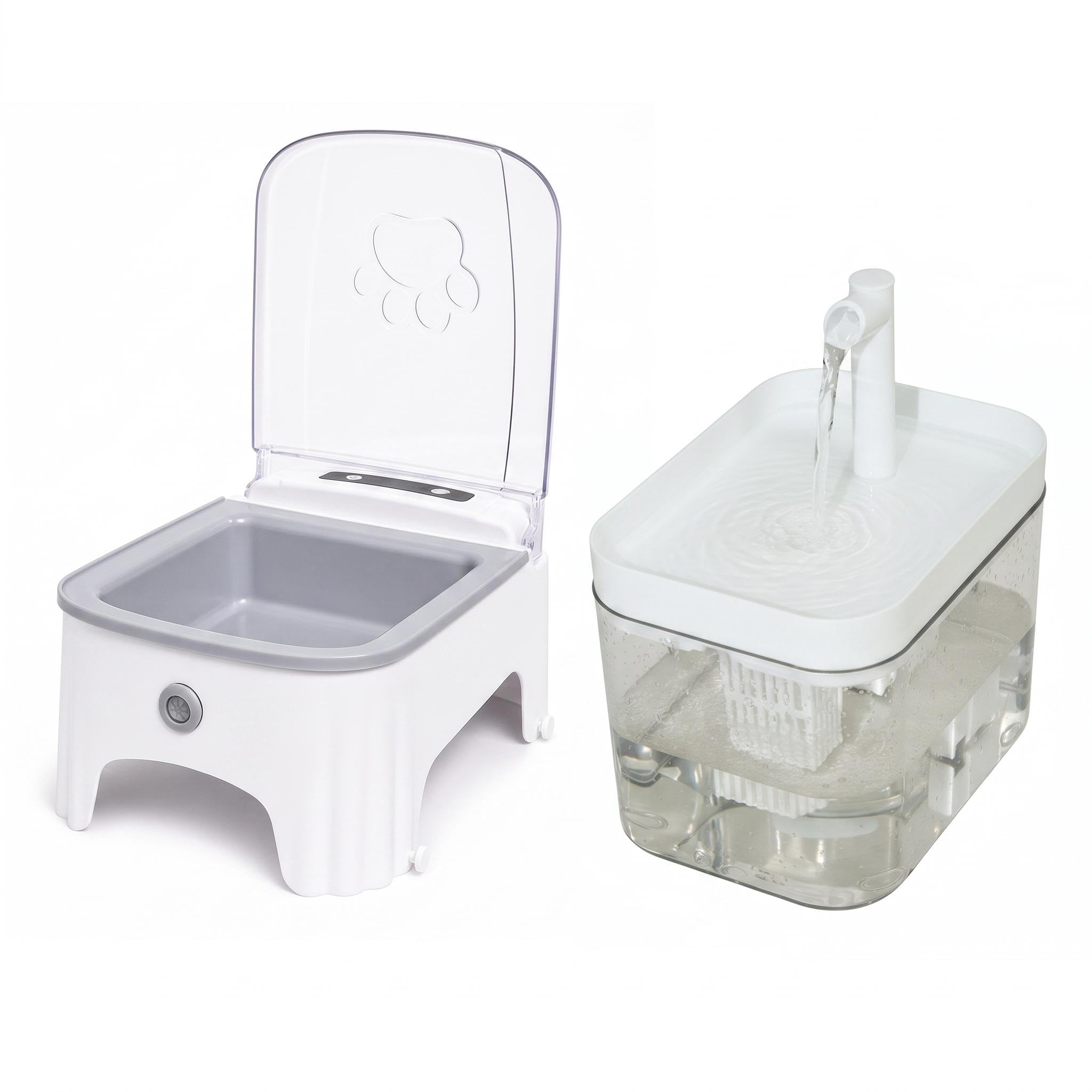 Dispensador de Agua Y Comedero para Gatos con Tapa Transparente Y Recipiente Extraíble para Facilitar La Limpieza Y El Rellenado. Diseñado para Gatos