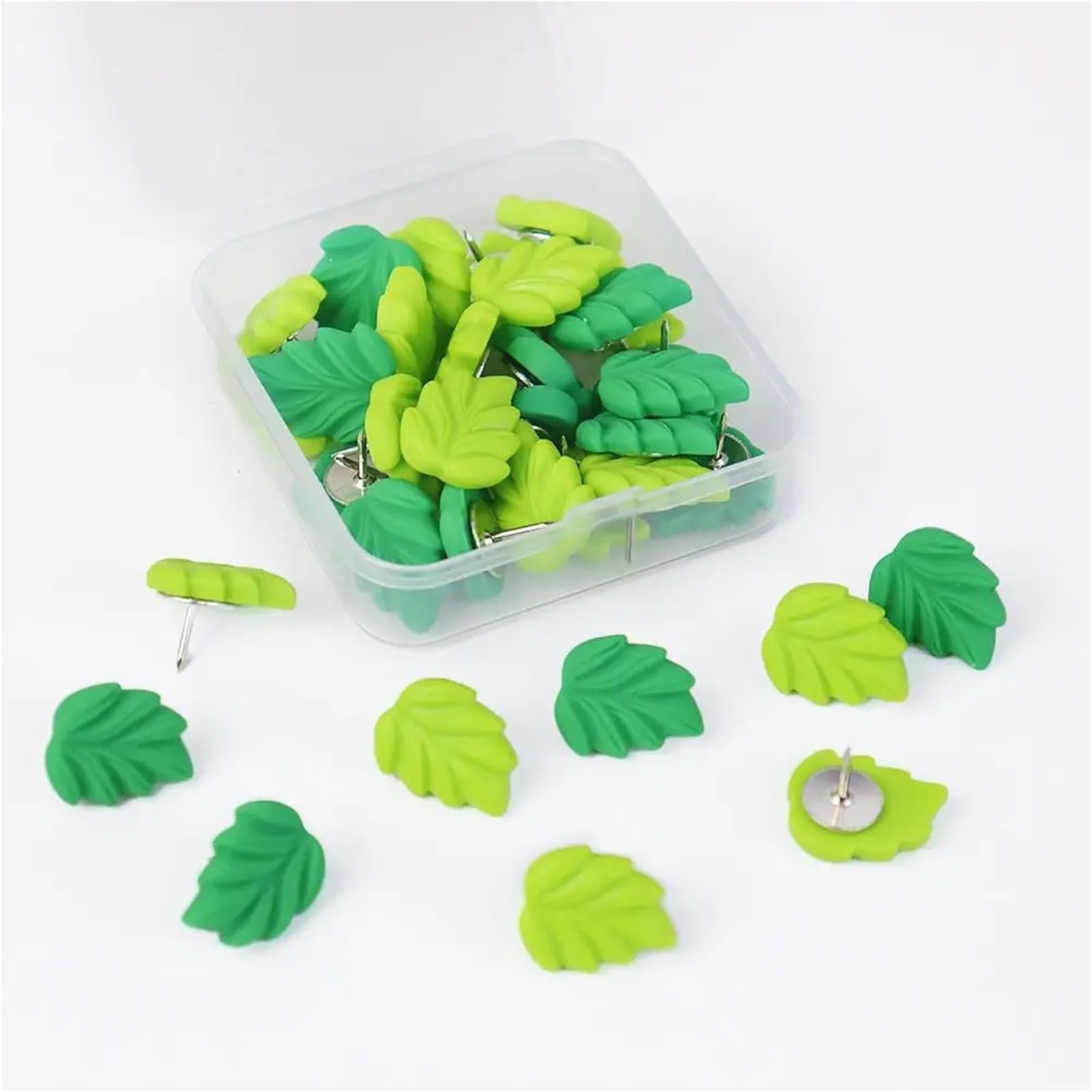 100 Stück grüne, blattförmige Reißzwecken aus Kunststoff und Metall, ideal for Karten, Fotos, Nachrichten Wanddekorationen Für Pinnwand Korktafel
