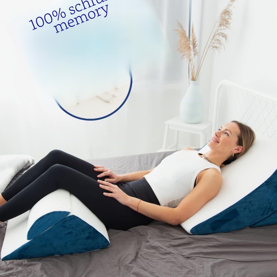 MKS Set di 4 cuscini ergonomici a cuneo, design multifunzione 12 in 1, con rivestimento rimovibile e lavabile per dormire e leggere