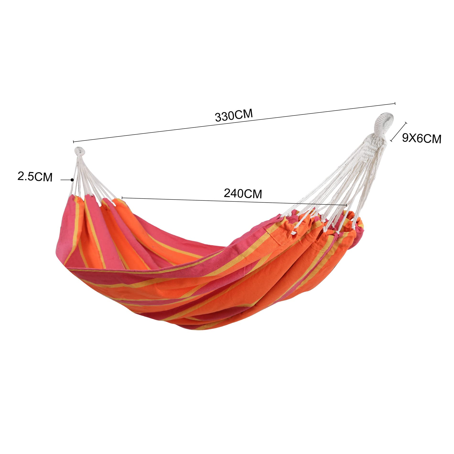 Rebecca Mobili Hamac Suspendu, Hamac de Jardin, sans Support, Polyester Coton, avec Sac de Transport, Cordes à Balancer, Capacité 200 Kg - Taille : L 240 x P 160 cm - Art. RE6699