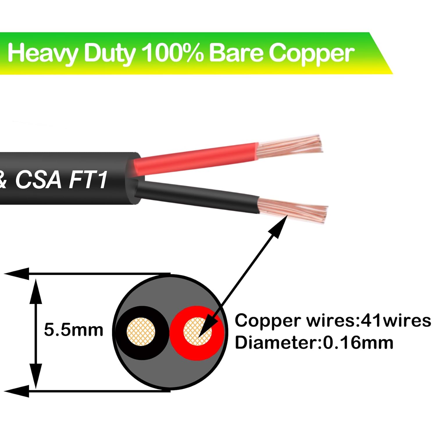 16 Gauge 2 Conductor Electrical Wire - 100FT Pure Copper Cable 300V for Automotive LED Lamp Lighting Wire