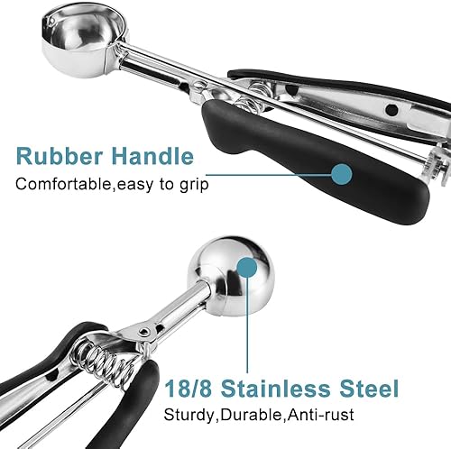 Miniatura 4 de Juego de 3 cucharadas para galletas, incluye 1 cucharada, 2 cucharadas, 3 cucharadas, cucharas de galletas para hornear, acero inoxidable 18/8, buen