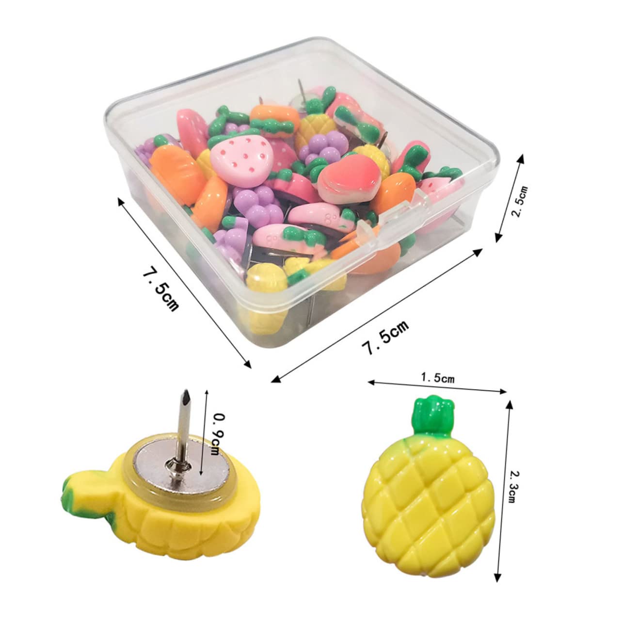HOMSFOU 4 Sätze Obst Pin Pin Karte Bunte Karten Reißnägel Reißnägel Für Pinnwände Reißnägel Und Reißnägel Reißnägel Zum Aufhängen Von Karten Reißnägeln Dekorative Reißnägel 30 Stück * 4