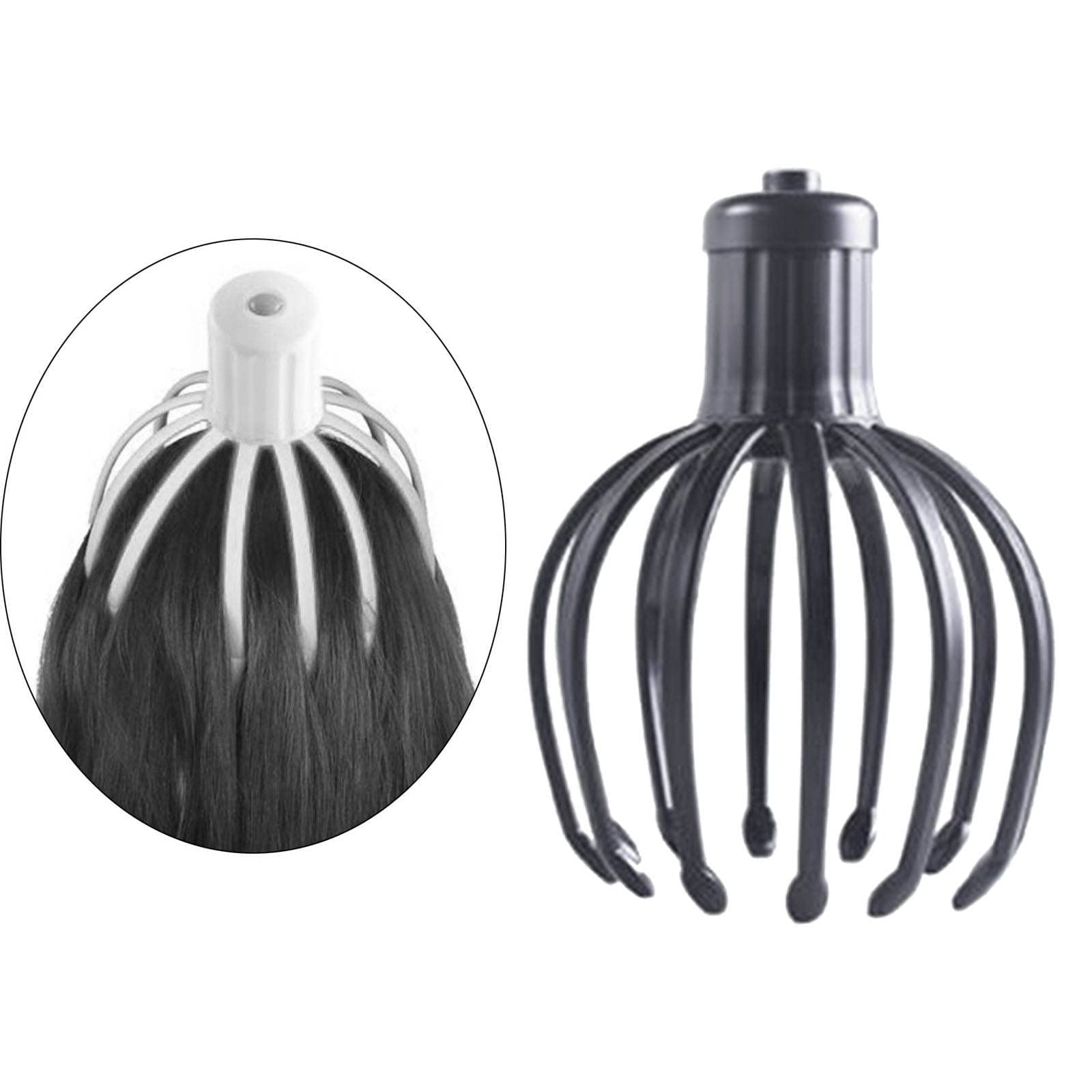 Masajeador eléctrico de cabeza con forma de pulpo para el cuero cabelludo, para aliviar el estrés, ajuste de tres velocidades (negro)