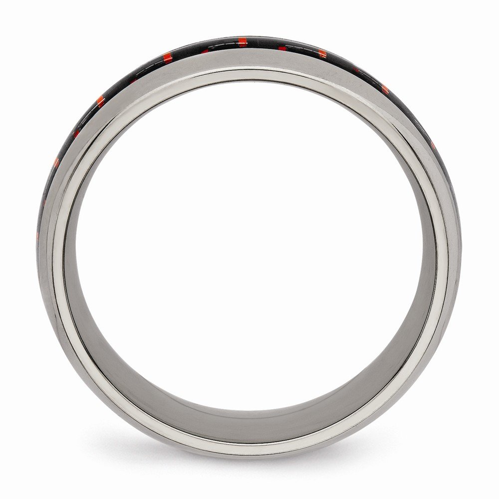 Chisel Titanium Polished Black/red Carbon Fiber Inlay Ring Size 9