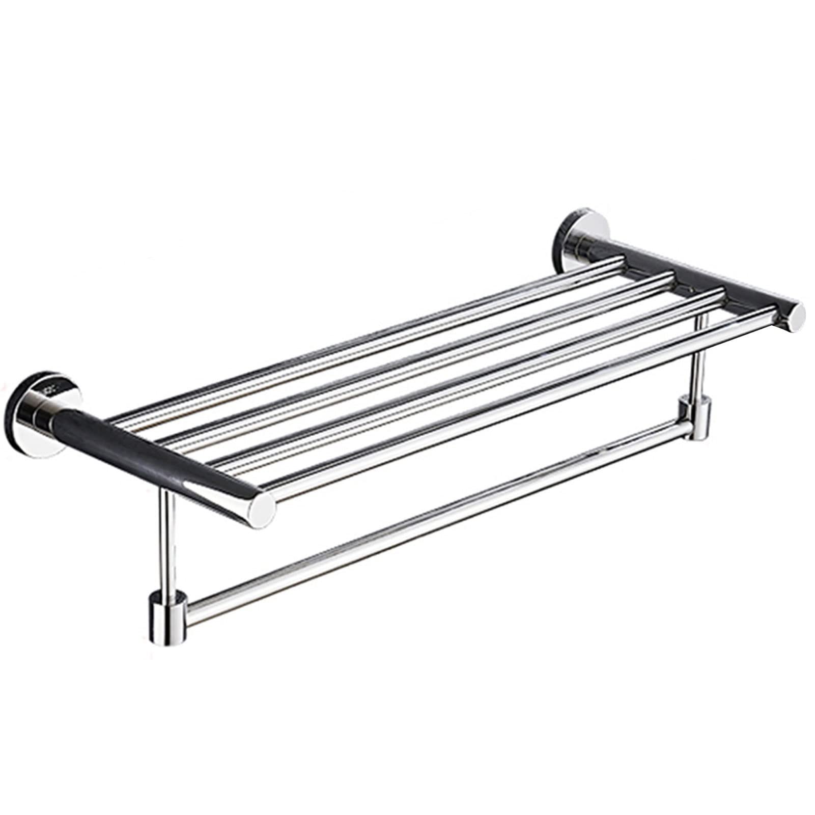LMYSXAOZ Wall Mounted Towel Rack,Stainless Steel Large Rod Bar for Bathroom or Kitchen,40cm-120cm,with Storage Shelves,Screws Mounting (Size : 100cm)