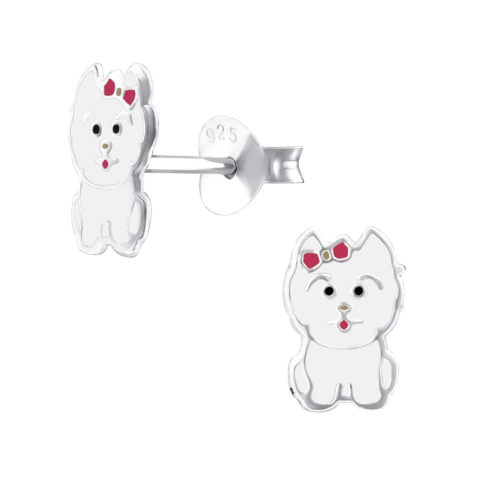 Laimons Orecchini da bambina per bambini, in argento Sterling 925, con stella e luna, 6 x 9 mm, brillanti, piatti, Argento
