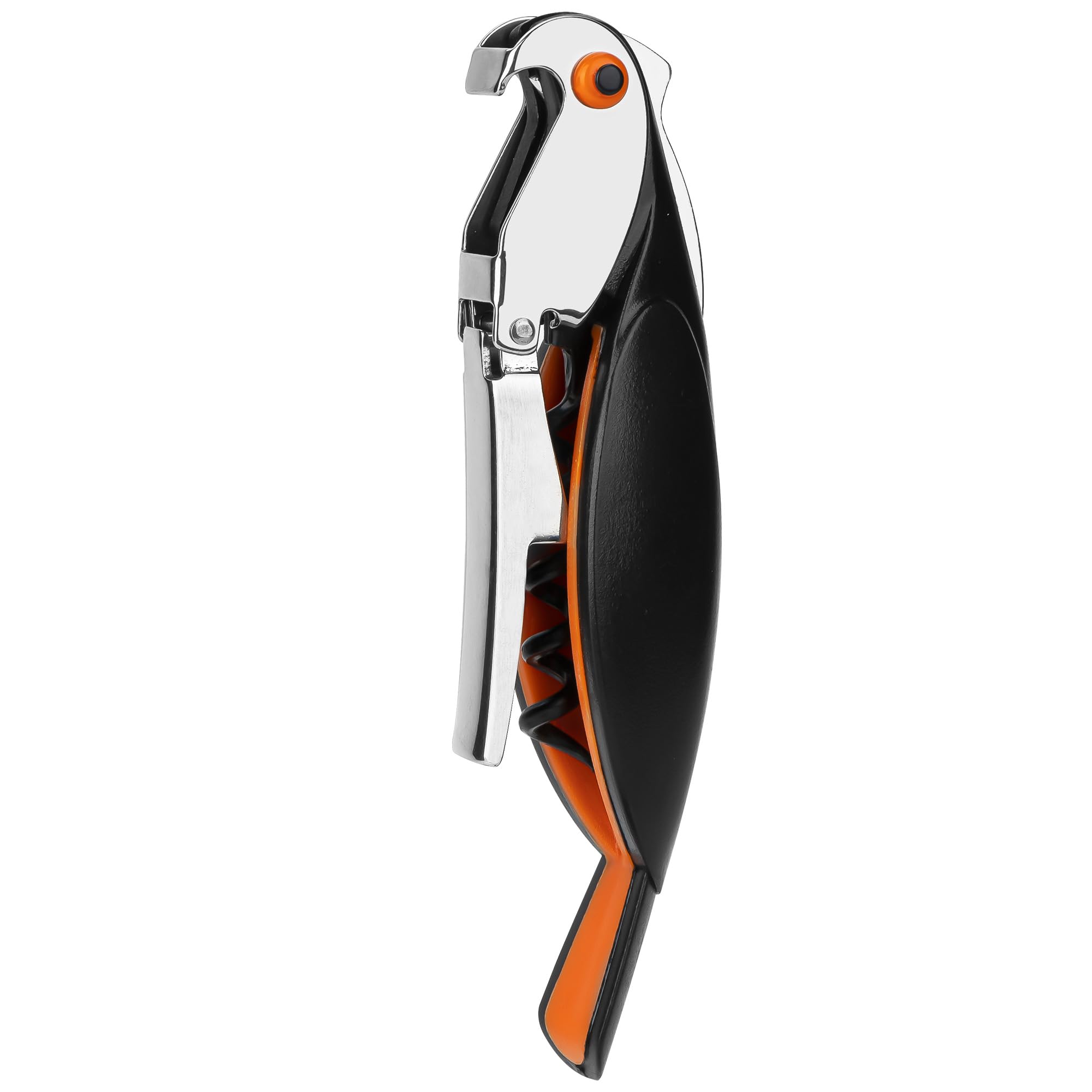 Parrot Shape Waiter Corkscrew Wine Opener with Foil Cutter and Bottle Opener, Multifunctional Wine Bottle Opener, Double Hinged Wine Key for Servers, Bartender, Sommeliers, Bar (Black)