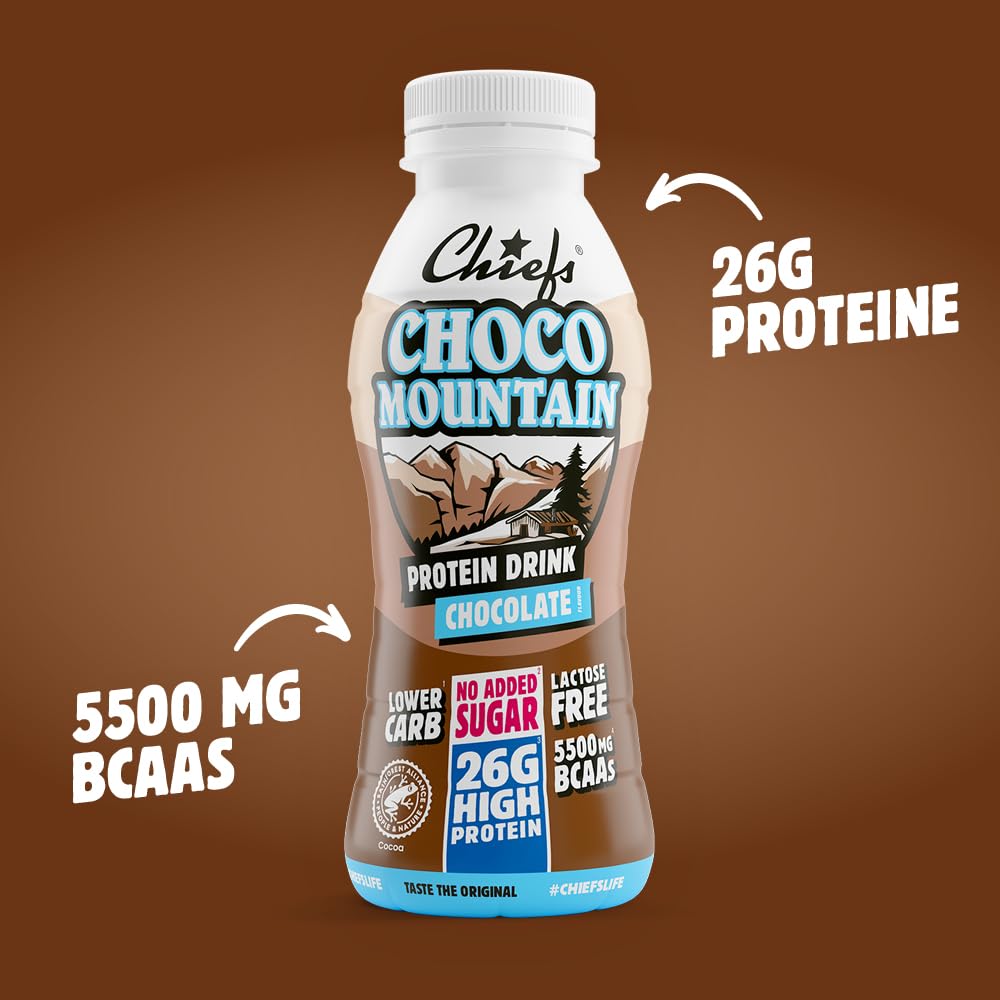 Chiefs Drink di proteine, Bevanda Proteica, Senza Lattosio, Senza Grassi e Zuccheri Aggiunti (8 confezioni x 330ml)