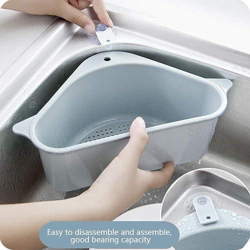 Miniatura 5 de 2 cestas coladoras de malla, colador de malla para fregadero, estante de drenaje de esquina para fregadero, colador triangular para fregadero,