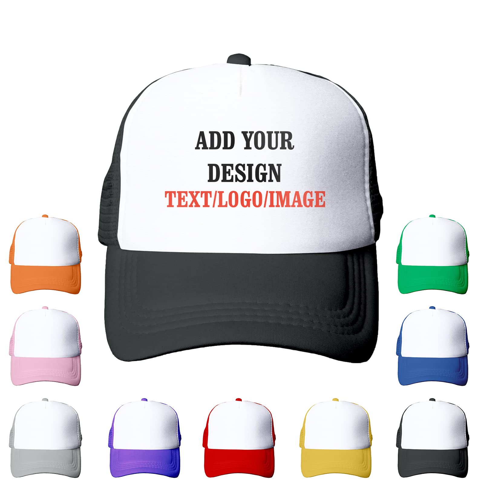 HdadwyCustom Hat Personalised Glacier Cap Mesh Visor Baseball Hat Trucker Hat Denim Hat Unisex, Add Your Text/Logo, M