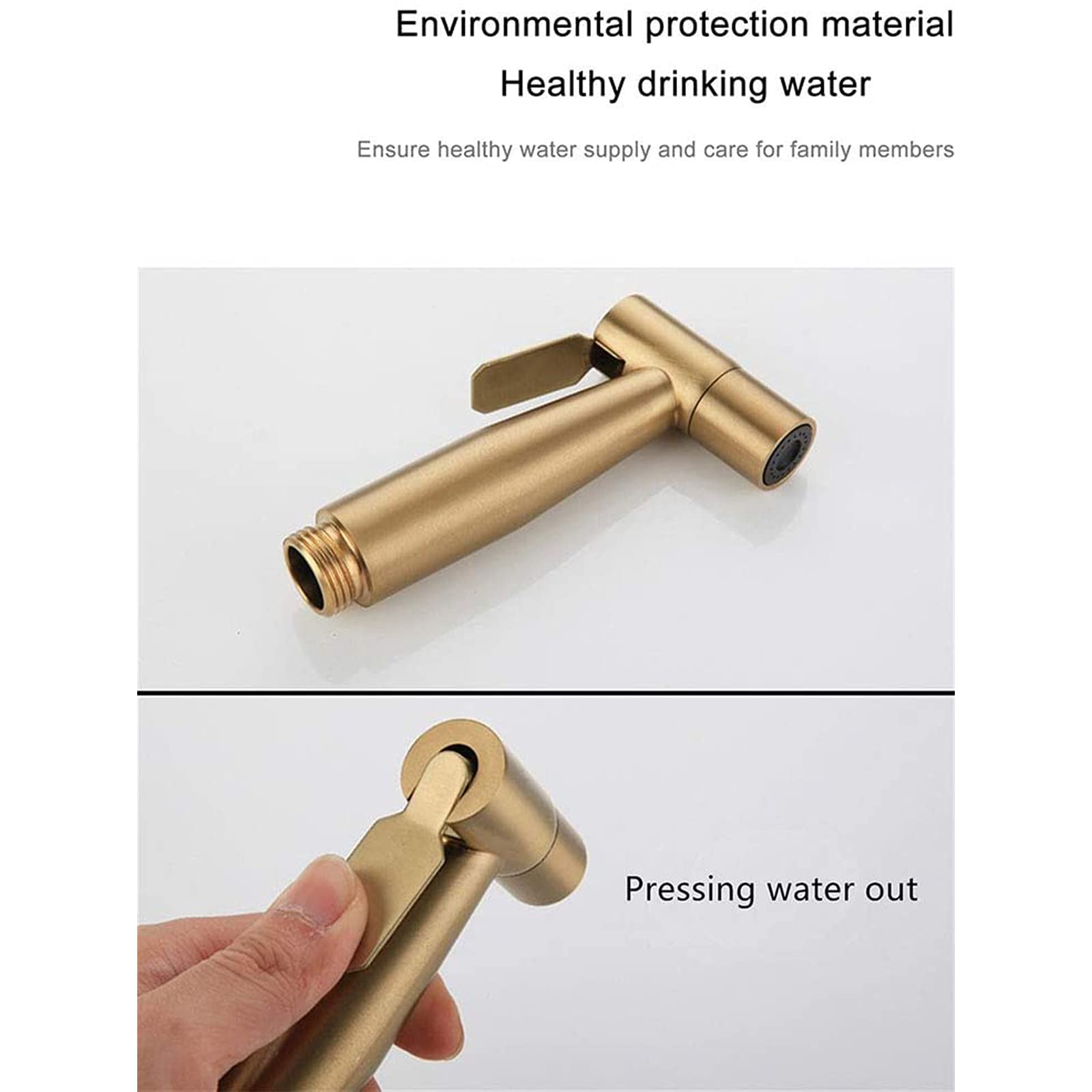 Spruzzatore per Bidet Portatile per WC, Kit spruzzatore in Acciaio Inossidabile 304, Maniglia Singola, Bidet Portatile per WC per Bagno per Animali Domestici, igiene Personale, Oro Spazzolato